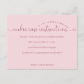 Carte De Remerciements Simple Pink Script Cookie Care Instructions Bakery (Devant)