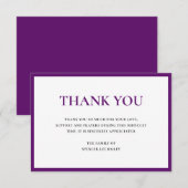 Carte De Remerciements Simple Plum violet traditionnel Sympathie Funérail (Devant / Derrière)