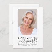 Carte De Remerciements Simple pour toujours dans nos coeurs Sympathie pho (Devant / Derrière)