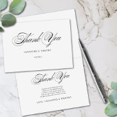 Carte De Remerciements Simple romantique noir et blanc Mariage de script