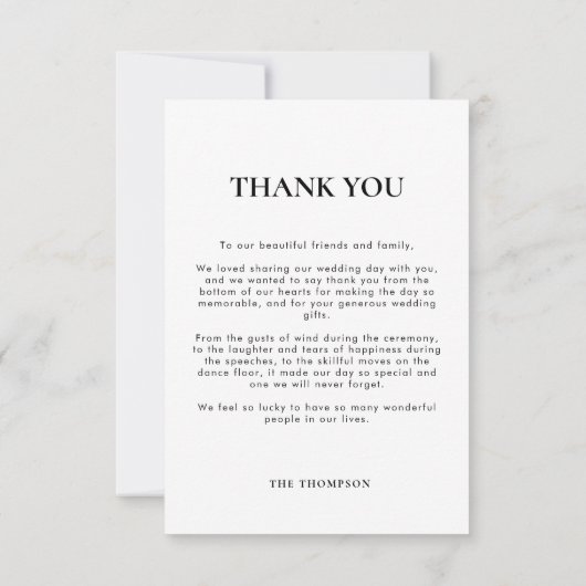 Carte De Remerciements Simple romantique Script Mariage photo (Dos)