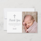 Carte De Remerciements Simple rose fille Baptême Christening Photo (Devant)
