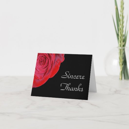 Carte de remerciements simple Rose rouge (Devant)