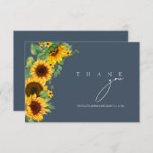 Carte De Remerciements Simple Royal Blue Opulence Mariage tournesol (Devant / Derrière)