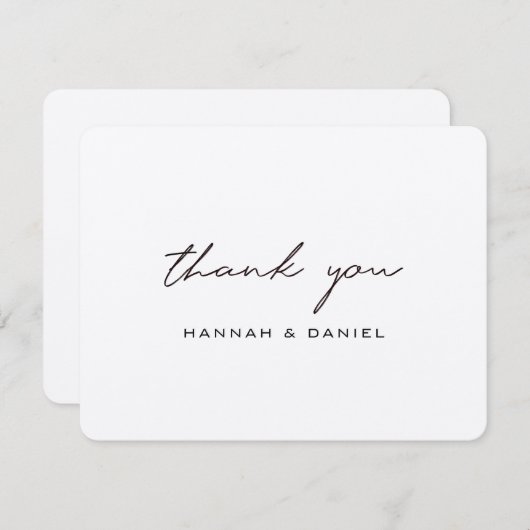 Carte De Remerciements Simple rustique noir Script Brown Mariage Kraft (Devant / Derrière)