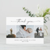 Carte De Remerciements Simple Script 3  Photo Mariage  (Debout devant)