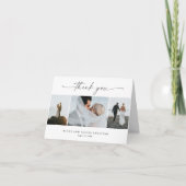 Carte De Remerciements Simple Script 3  Photo Mariage  (Devant)