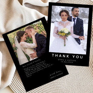 Carte De Remerciements Simple Script avec cœur Photo de mariage
