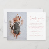 Carte De Remerciements Simple Script Baby Photo (Devant)