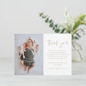 Carte De Remerciements Simple Script Baby Photo (Debout devant)
