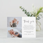 Carte De Remerciements Simple Script Baby Photo (Debout devant)