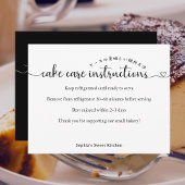 Carte De Remerciements Simple Script Cake Care Instructions Bakery