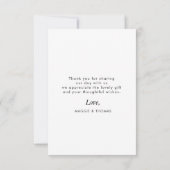 Carte De Remerciements simple script coeur photo mariage (Dos)