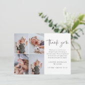 Carte De Remerciements Simple Script Collage Baby Photo (Debout devant)