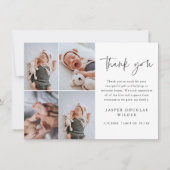 Carte De Remerciements Simple Script Collage Baby Photo (Devant)
