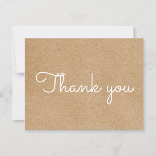 Carte De Remerciements Simple script d'entreprise Kraft rustique (Devant)