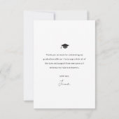 Carte De Remerciements Simple Script Diplôme Noir et Blanc (Dos)