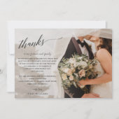 Carte De Remerciements Simple Script Élégant Mariage Photo manuscrit Le (Devant)