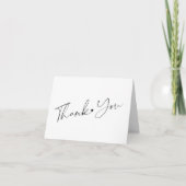 Carte De Remerciements Simple script élégant noir et blanc (Devant)