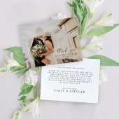 Carte De Remerciements Simple Script et Mariage photo plat