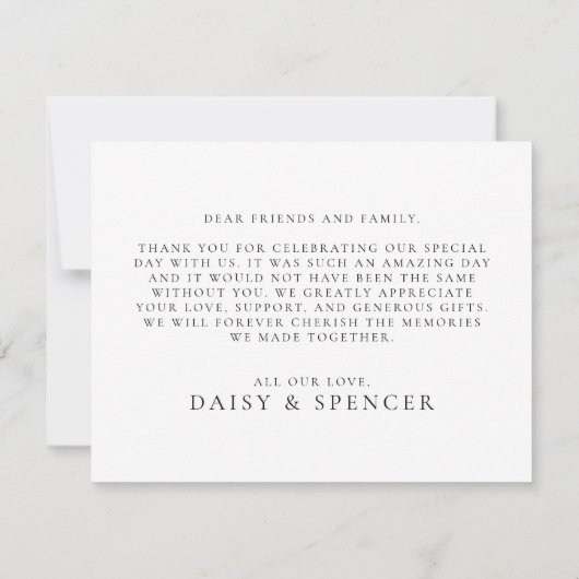 Carte De Remerciements Simple Script et Mariage photo plat (Dos)