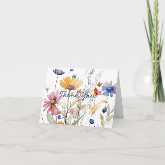 Carte De Remerciements Simple Script Fleurs sauvages Boho élégantes (Devant)