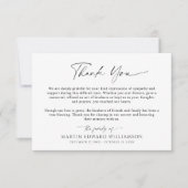 Carte De Remerciements Simple Script Funeral Thank You (Devant)