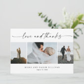 Carte De Remerciements Simple Script Love and Thanks 3 Mariage photo (Debout devant)