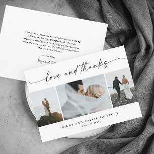 Carte De Remerciements Simple Script Love and Thanks 3 Mariage photo