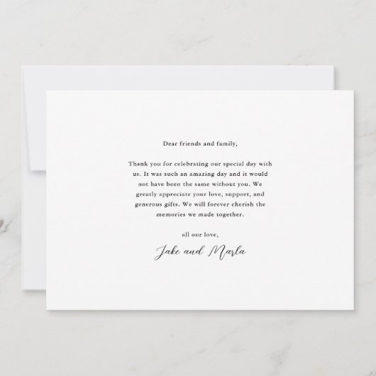 Carte De Remerciements Simple Script Love and Thanks Photo Mariage (Dos)