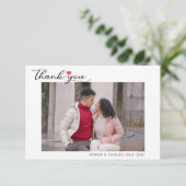 Carte De Remerciements Simple Script Love Heart Classy Mariage Photo (Debout devant)