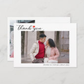 Carte De Remerciements Simple Script Love Heart Classy Mariage Photo (Devant / Derrière)