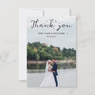 Carte De Remerciements Simple Script Love Heart Classy Mariage Photo