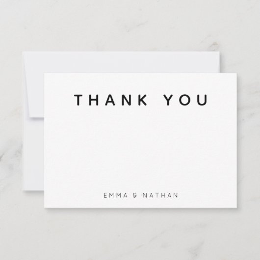 Carte De Remerciements Simple Script Mariage (Devant)