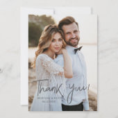 Carte De Remerciements Simple Script Mariage Moderne Photo (Devant)