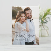Carte De Remerciements Simple Script Mariage Moderne Photo (Debout devant)