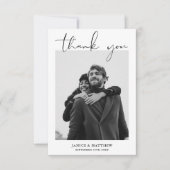 Carte De Remerciements Simple Script Mariage Moderne Photo (Devant)