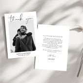 Carte De Remerciements Simple Script Mariage Moderne Photo