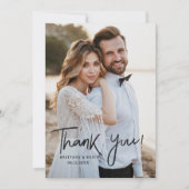 Carte De Remerciements Simple Script Mariage Moderne Photo (Devant)