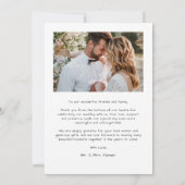 Carte De Remerciements Simple Script Mariage Moderne Photo (Dos)