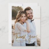 Carte De Remerciements Simple Script Mariage Moderne Photo (Devant)