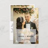 Carte De Remerciements Simple Script Minimalist Heart Photo de mariage (Devant / Derrière)