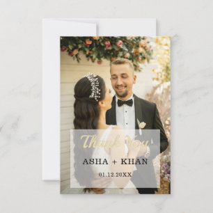 Carte De Remerciements Simple Script Minimalist Heart Photo de mariage