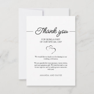 Carte De Remerciements Simple script minimaliste photo Mariage