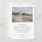 Carte De Remerciements Simple Script Modern Mariage Photo Sage (Dos)