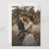 Carte De Remerciements Simple Script Modern Rustic Mariage Photo (Devant)