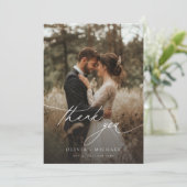 Carte De Remerciements Simple Script Modern Rustic Mariage Photo (Debout devant)