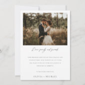 Carte De Remerciements Simple Script Modern Rustic Mariage Photo (Dos)