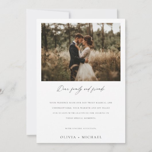 Carte De Remerciements Simple Script Modern Rustic Mariage Photo (Dos)