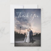 Carte De Remerciements Simple Script Modern Wedding Photo (Devant)